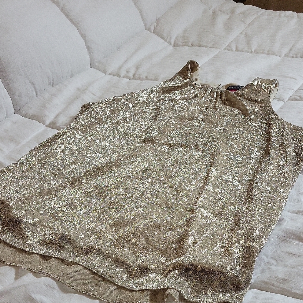 NWOT Vince Camuto Sparkling Gold Sleeveless Top